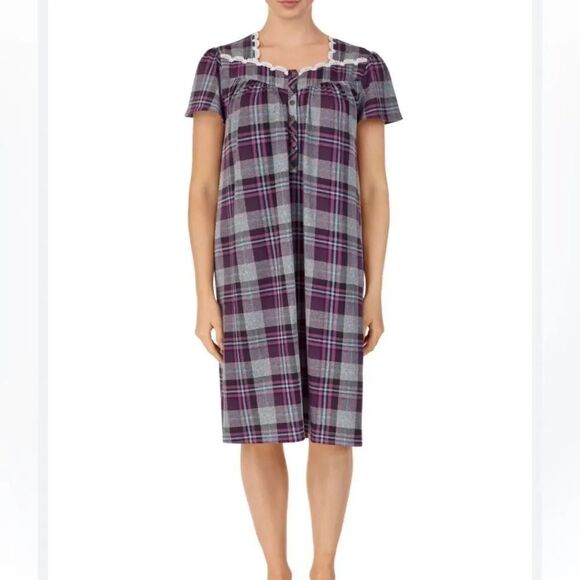 Secret treasures plaid knit nightgown - Picture 1 of 4